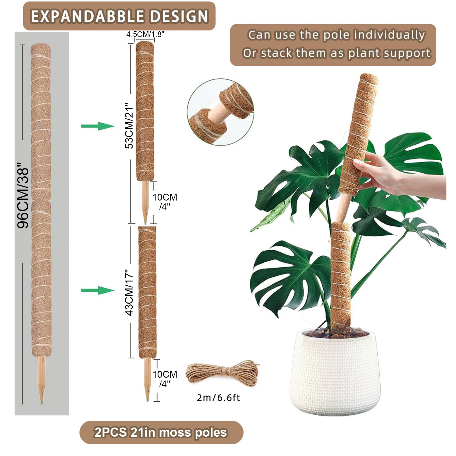 Poteau de mousse 38/43/53CM, S - Sphagnum Moss Dry avis et prix